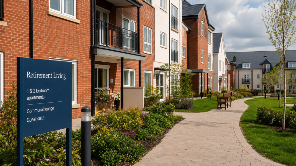 Adult child speaking with an older parent about a retirement flat sale and charge history